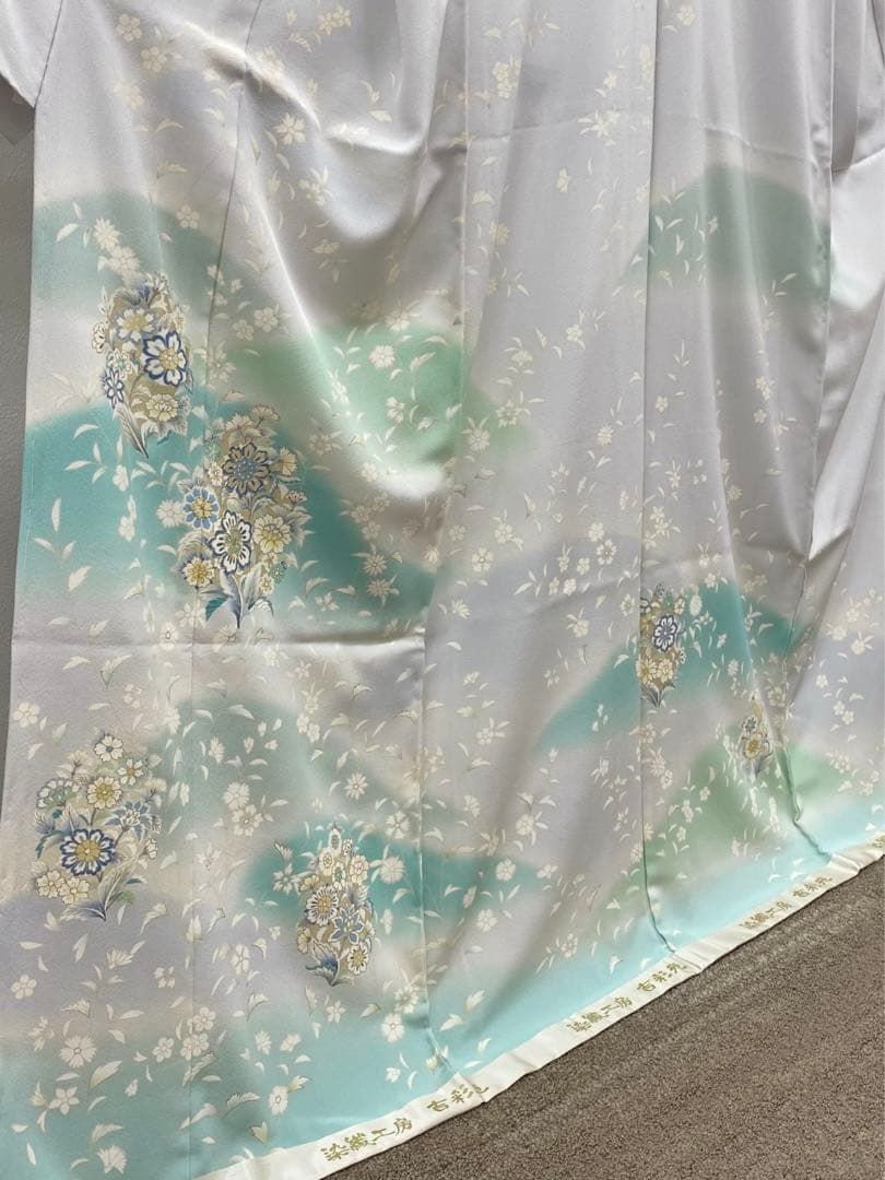 十日町友禅 吉澤友禅 訪問着 仮絵羽 未仕立て品 銀駒 金彩 銀彩 正絹