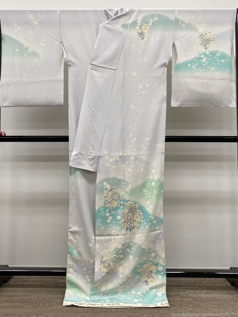 十日町友禅 吉澤友禅 訪問着 仮絵羽 未仕立て品 銀駒 金彩 銀彩 正絹