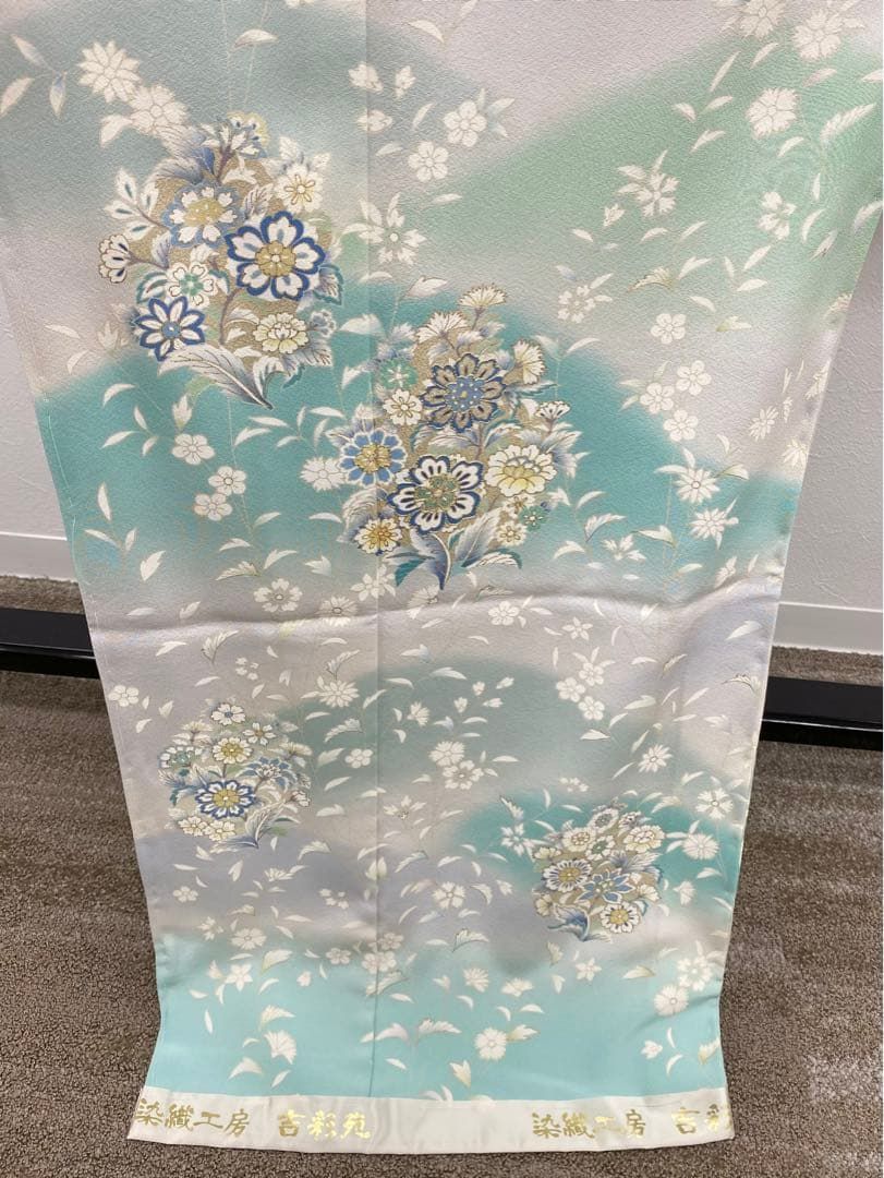 十日町友禅 吉澤友禅 訪問着 仮絵羽 未仕立て品 銀駒 金彩 銀彩 正絹