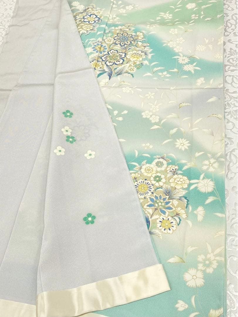 十日町友禅 吉澤友禅 訪問着 仮絵羽 未仕立て品 銀駒 金彩 銀