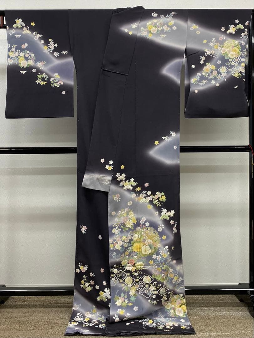 吉澤友禅 十日町友禅 訪問着 仮絵羽 未仕立て品 金駒 金彩 八掛付き 