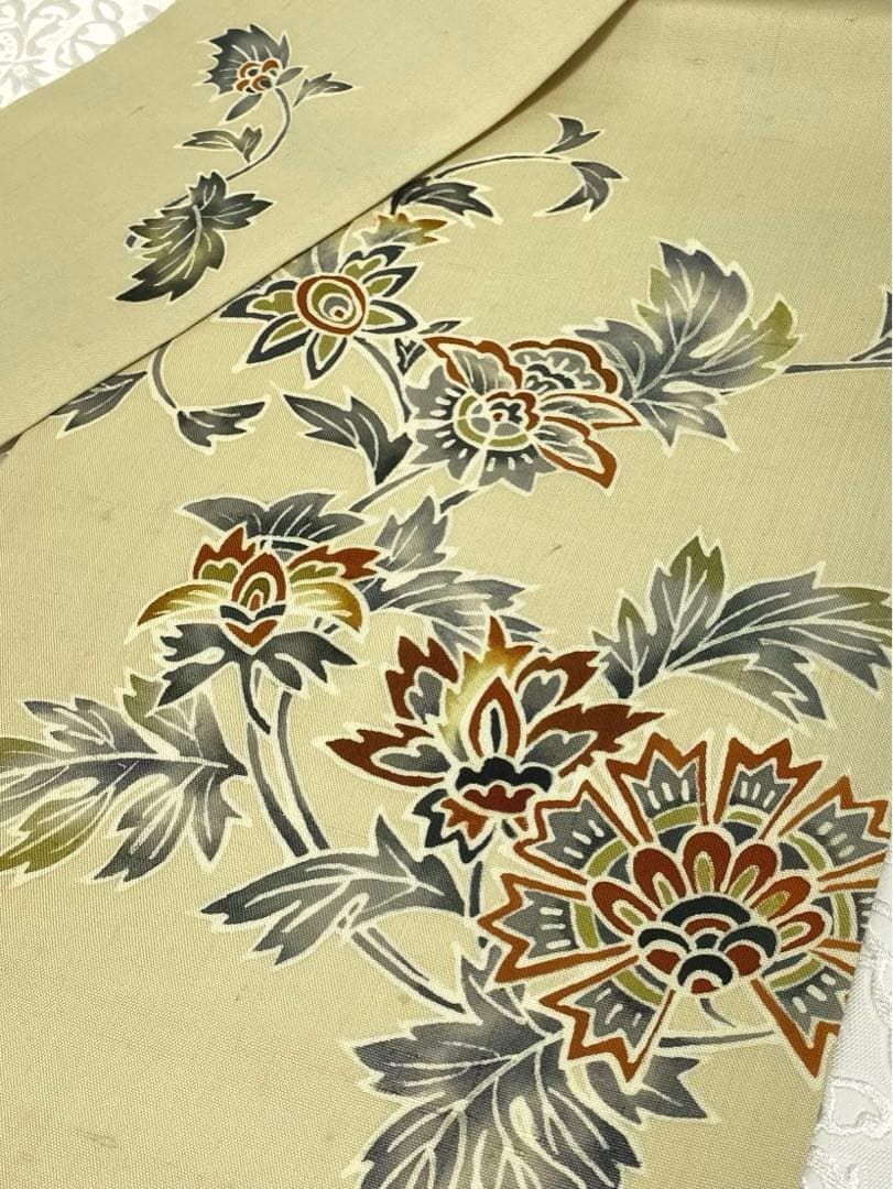 清染居 落款入 京友禅 おぢや織 唐花 九寸名古屋帯 未使用品 正絹 K403