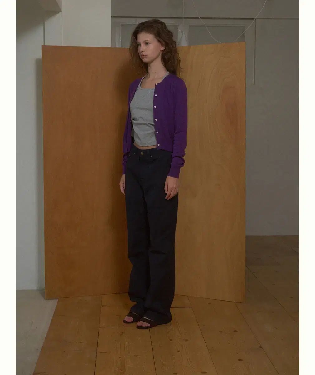 LOVE バイムード ウール カーディガン Heart Wool Cardigan grape