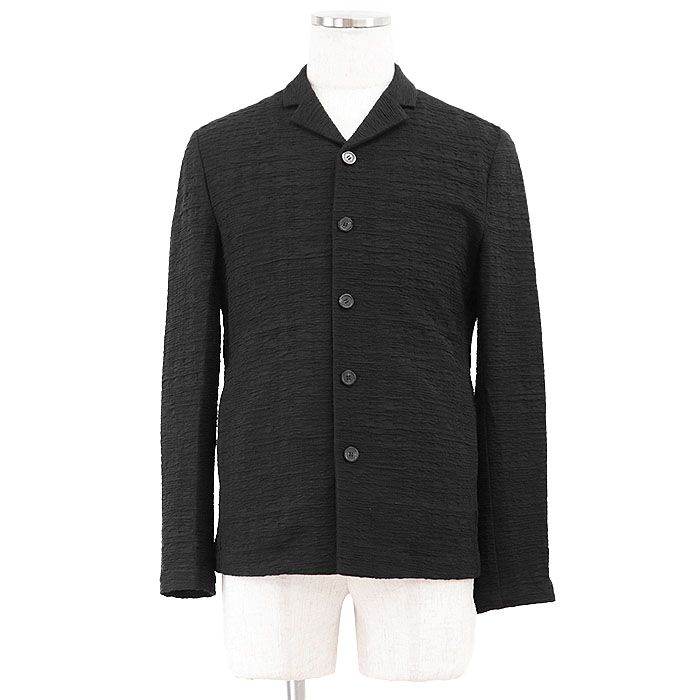 Emporio Armani エンポリオ アルマーニ テーラードジャケット 5B アンコン ワッシャー加工 ストレッチ アウター メンズ サイズ 46 ブラック 黒 イタリア製