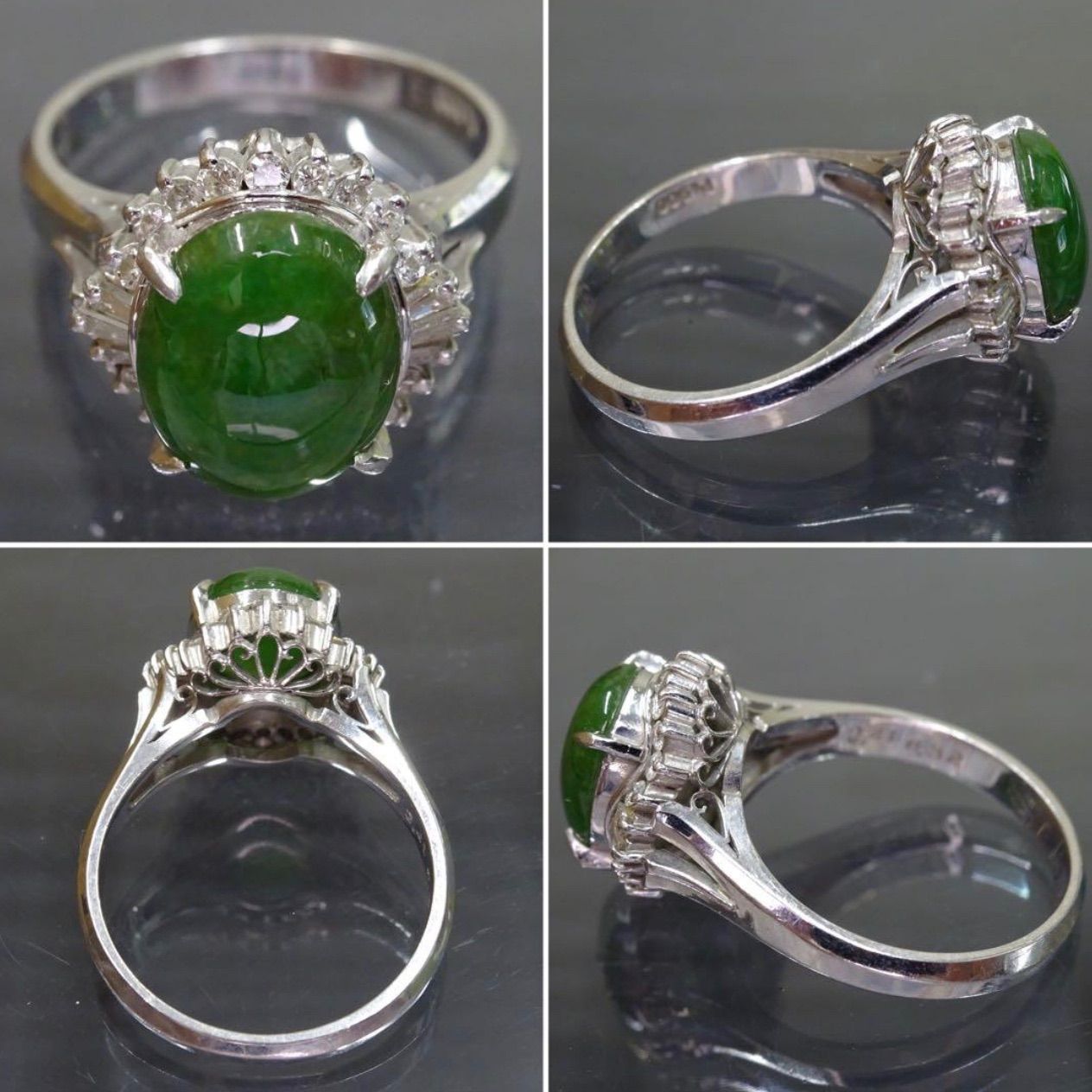 プラチナ pt900 翡翠2.41ct ダイヤモンド0.32ct リング12号半 プラチナ 