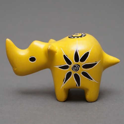 アフリカ ケニア ソープストーン サイ 犀 イエロー系 ※柄アソート S