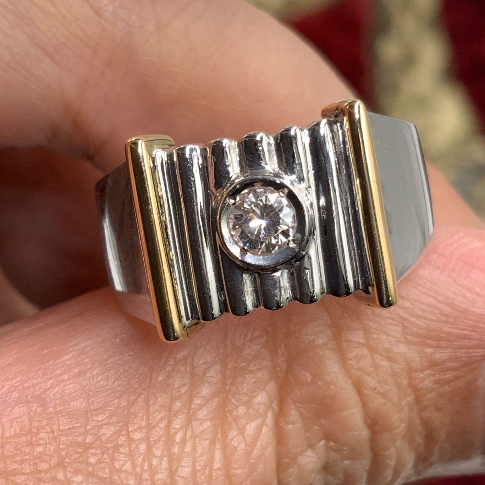 K18 pt900 印台 ダイヤ コンビリング 0.2ct 8.8g 約18.5号 - メルカリ