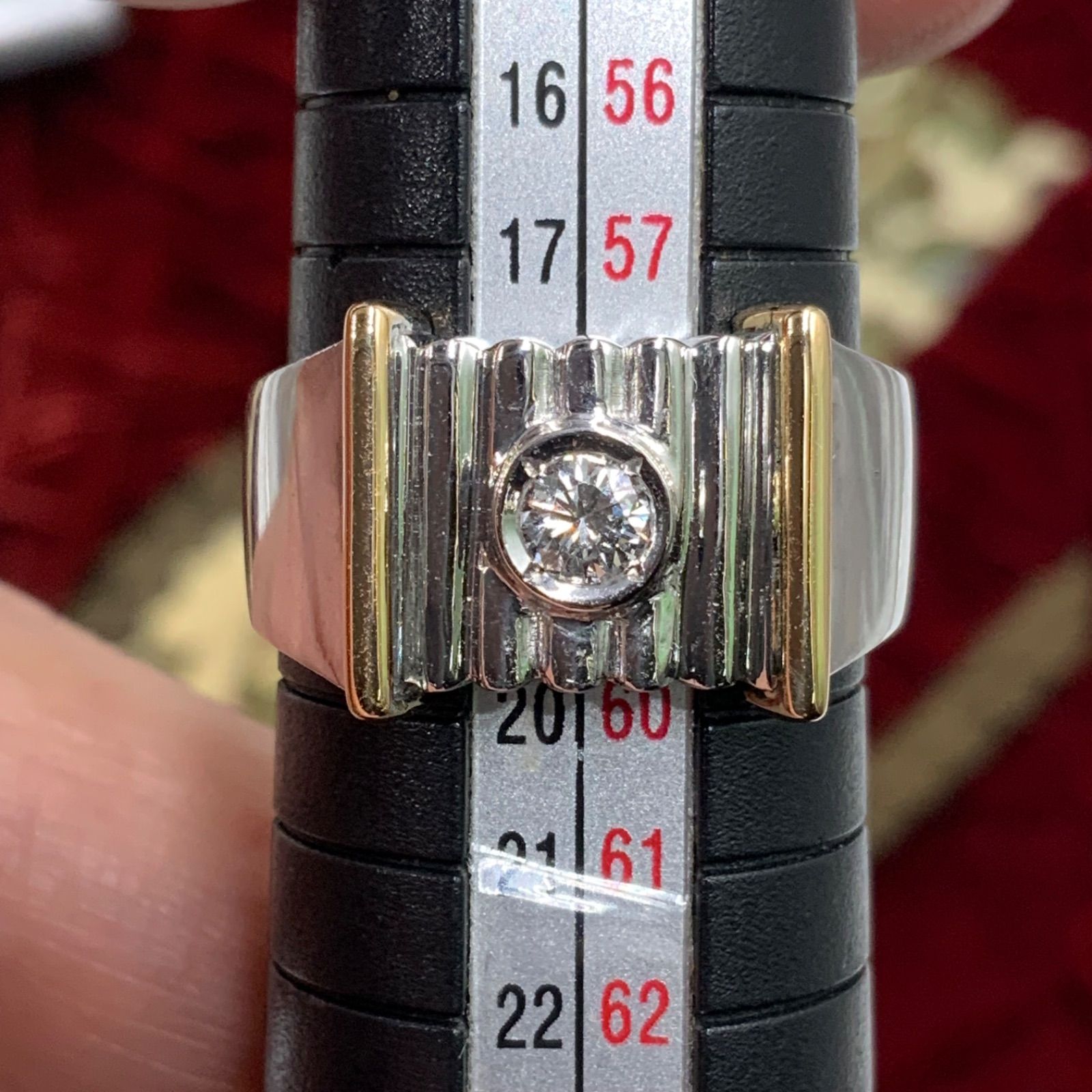 K18 pt900 印台 ダイヤ コンビリング 0.2ct 8.8g 約18.5号 - メルカリ