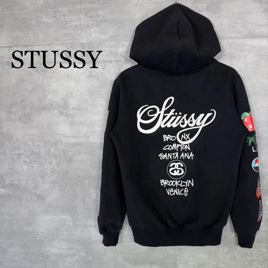 STUSSY』ステューシー (M) ワールドツアー プリントパーカー - メルカリ