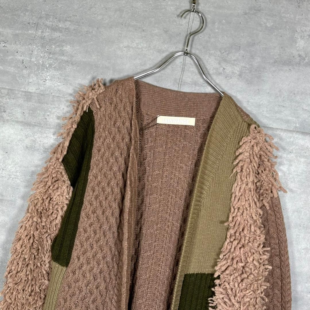 LEINWANDE ラインヴァンド　ロングニット　ニットカーディガン カーキ LEINWANDE』ラインヴァンド (F) ロングカーディガン - メルカリ