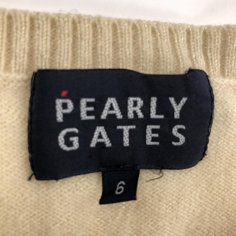 パーリーゲイツ セーター アイボリー×ネイビー フロント英字 カシミヤ