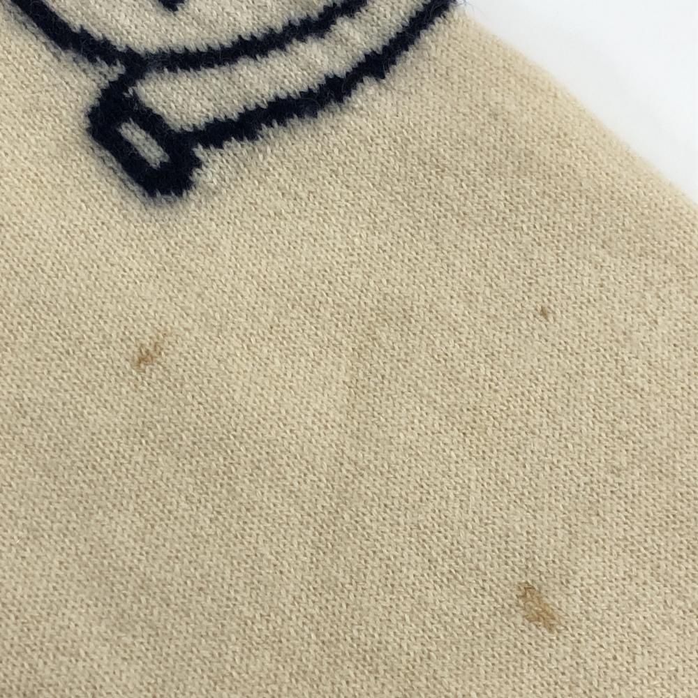 パーリーゲイツ セーター アイボリー×ネイビー フロント英字 カシミヤ