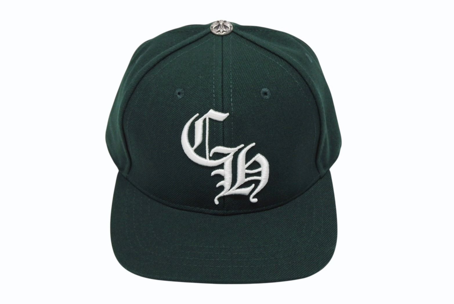 ♥ CHROME HEARTS クロムハーツ HAT 6 PANEL CAP ON FIELD BSBL CH刺繍 ベースボールキャップ ONE SIZE グリーン 4b008716