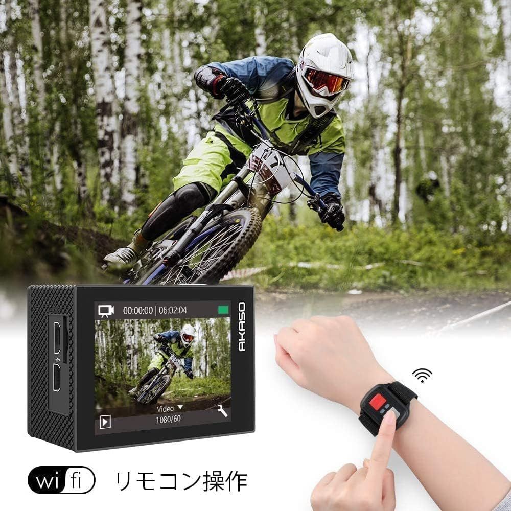  AKASO EK 7000 Pro アクションカメラ 4 K 2000万画素 タッチパネル式 Type C外部マイク対応 手ブレ補正 WIFI搭載 広角レンズ 40 m防水 水中カメラ HDMI出力 スポーツ 自撮り棒と収納ケース付き その他 アクションカメラ ウェアラブルカメラ