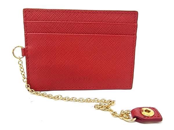 □美品□ PRADA プラダ レザー チェーン カードケース カード入れ パス