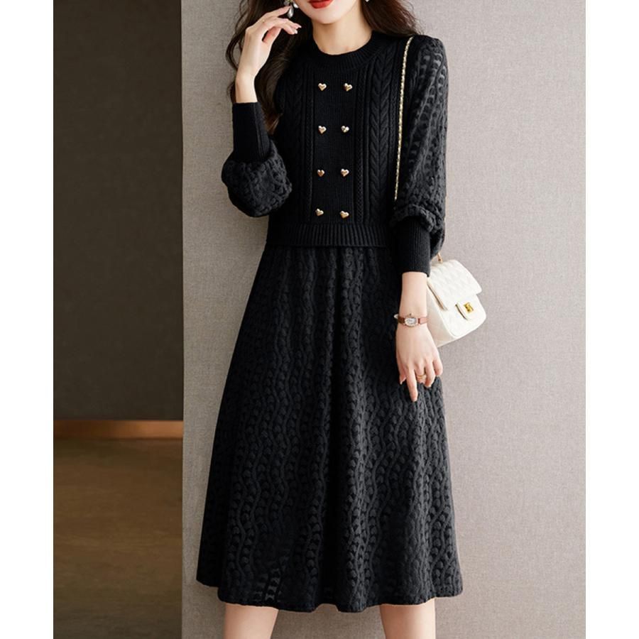 ニットワンピース ランタンスリーブ