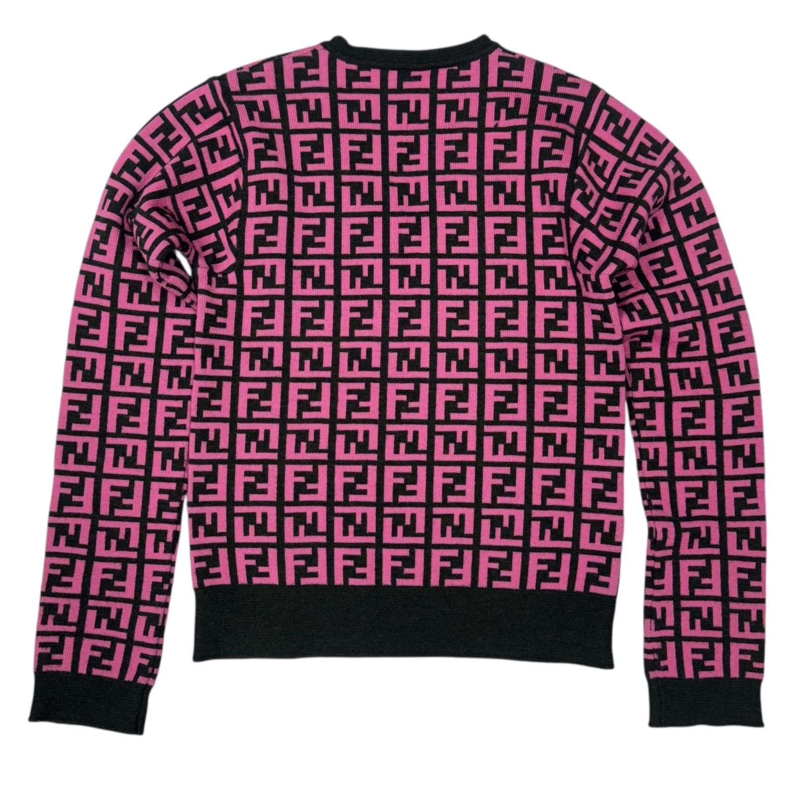 FENDI フェンディ ズッカ柄 ニット セーター 長袖 ウール ピンク ブラック