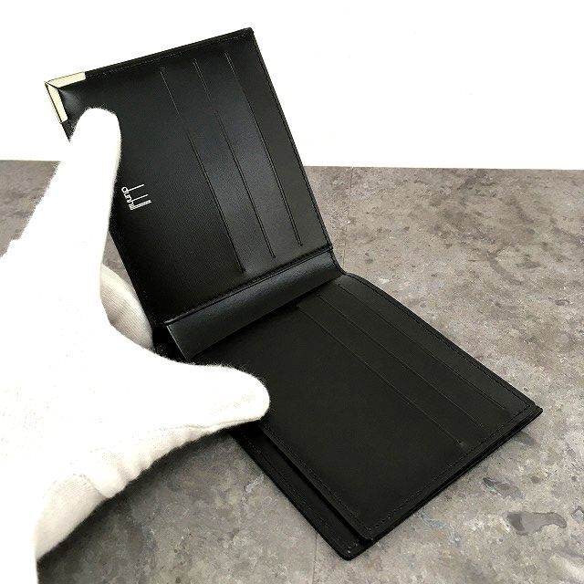  552 み dunhill 二つ折り札入れ ブラック WN 1240 A き プレゼントにも 二つ折り財布 折り財布