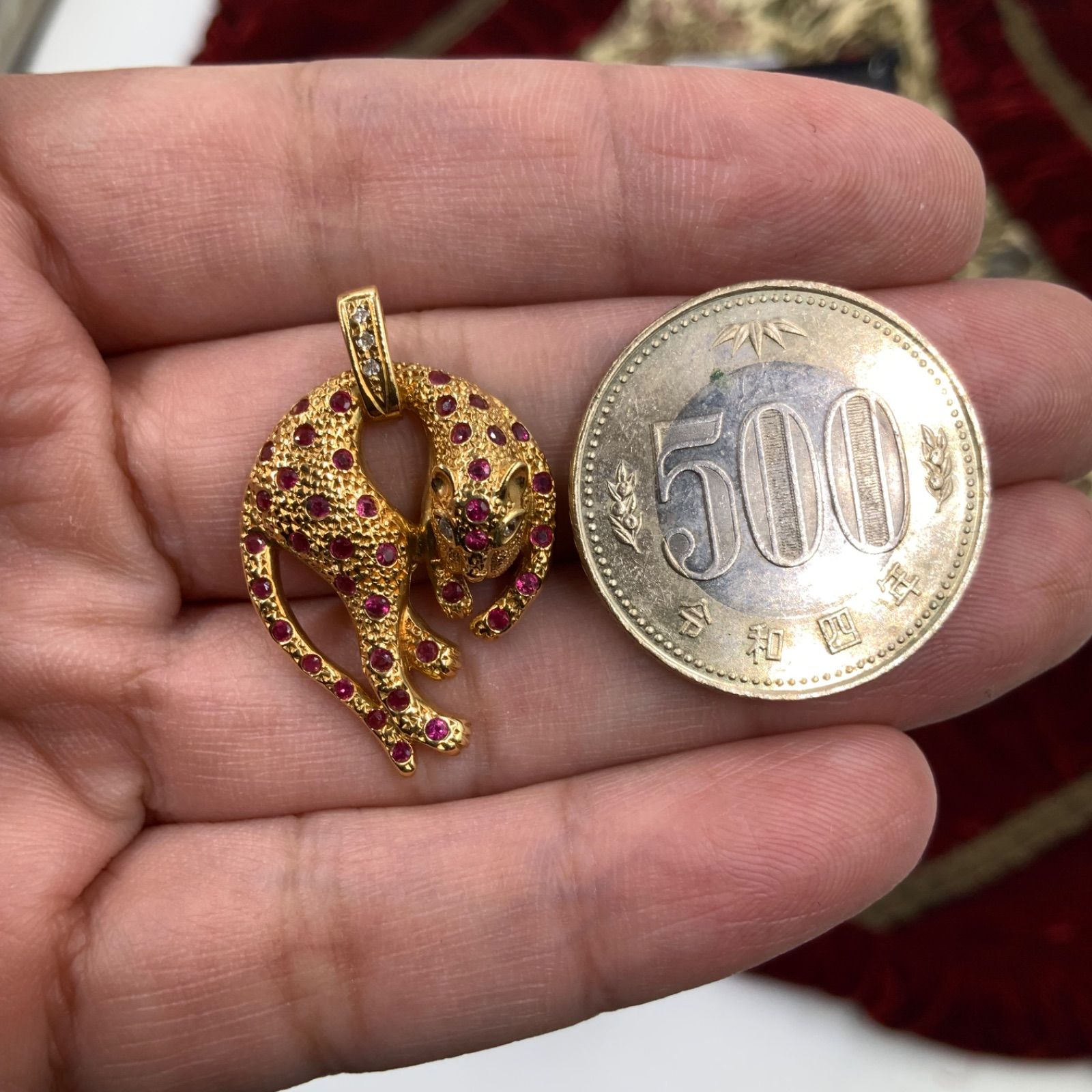 K18 パンサートップ ペンダント 5.7g ルビーダイヤ