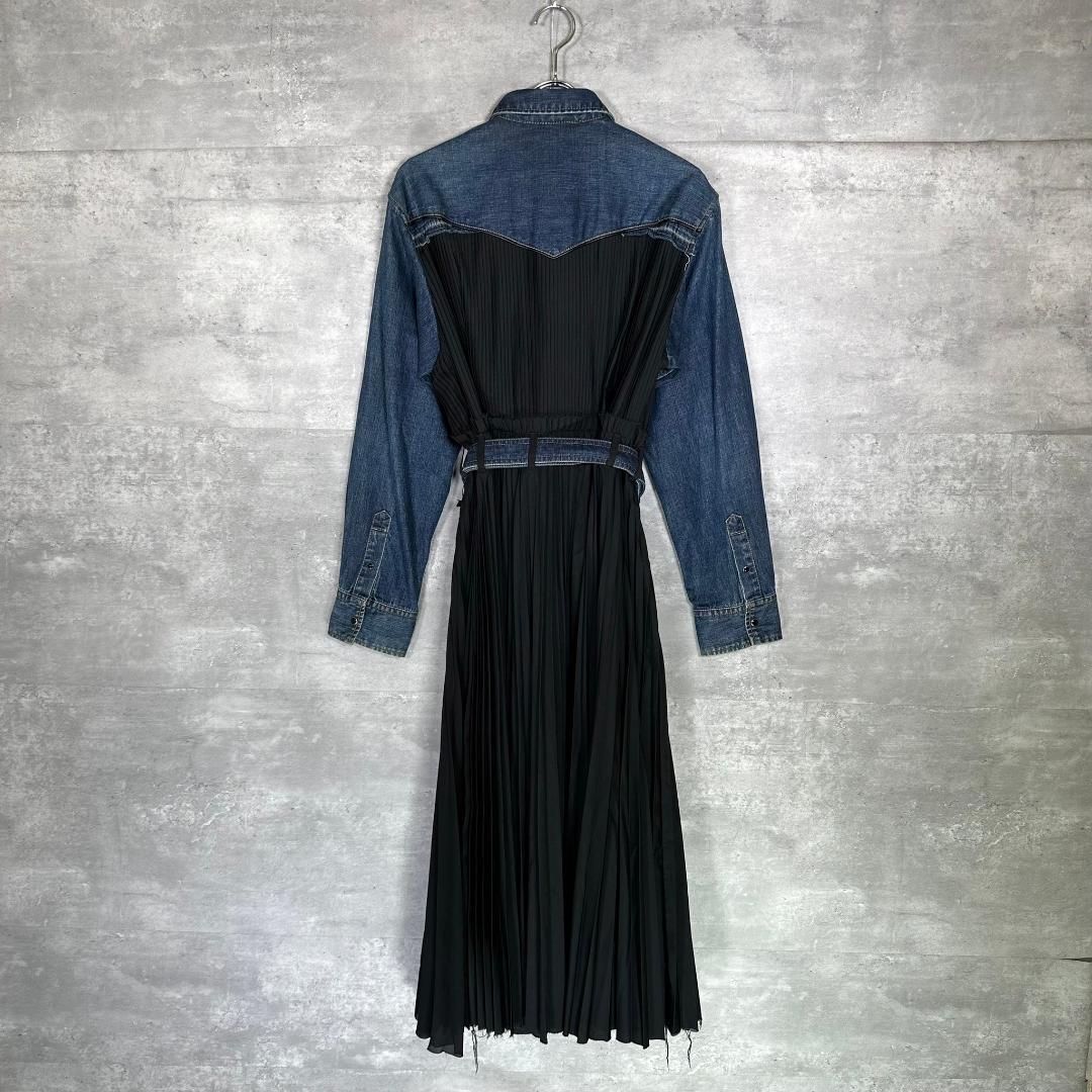 sacai サカイ 2 デニム ギャザー ロングワンピース