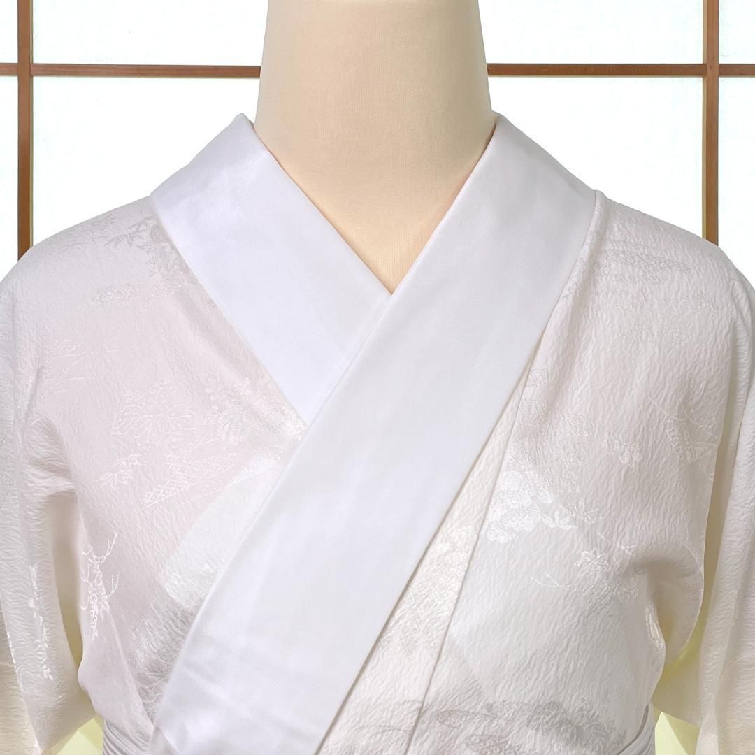 長襦袢 胴抜き仕立て 化繊 半衿付き 草花柄 ホワイト 手縫い 身長160cm前後 着物 kimonolove【未使用品 新古品 オゾン消臭サービス】A-2142