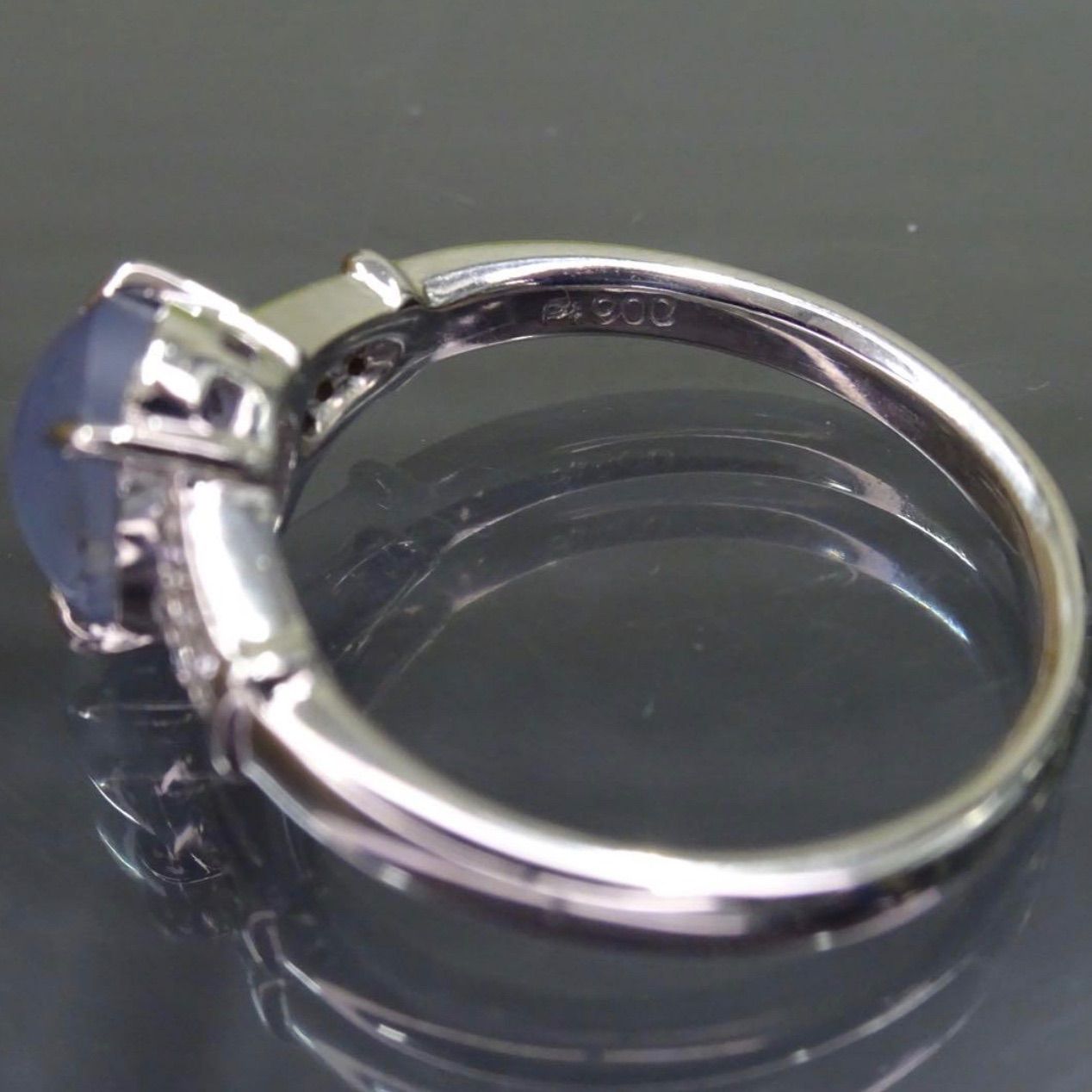 プラチナ pt900 天然スターサファイア2.00ct 天然ダイヤモンド0.03ct 
