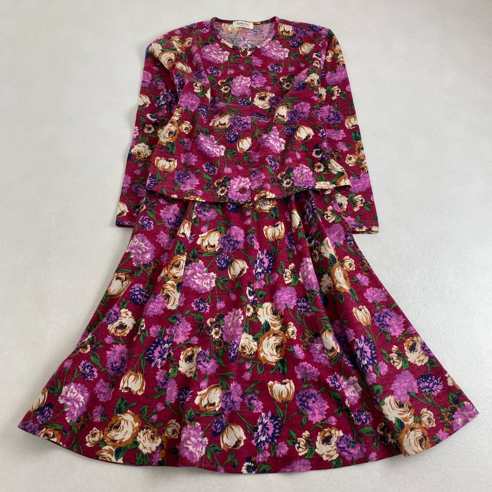 美品 ケンゾー KENZO ワンピース ドレス 総柄 ジップアップ パープル 美品 ケンゾー ワンピース セットアップ 花柄 ニット 38 M L相当 KENZO