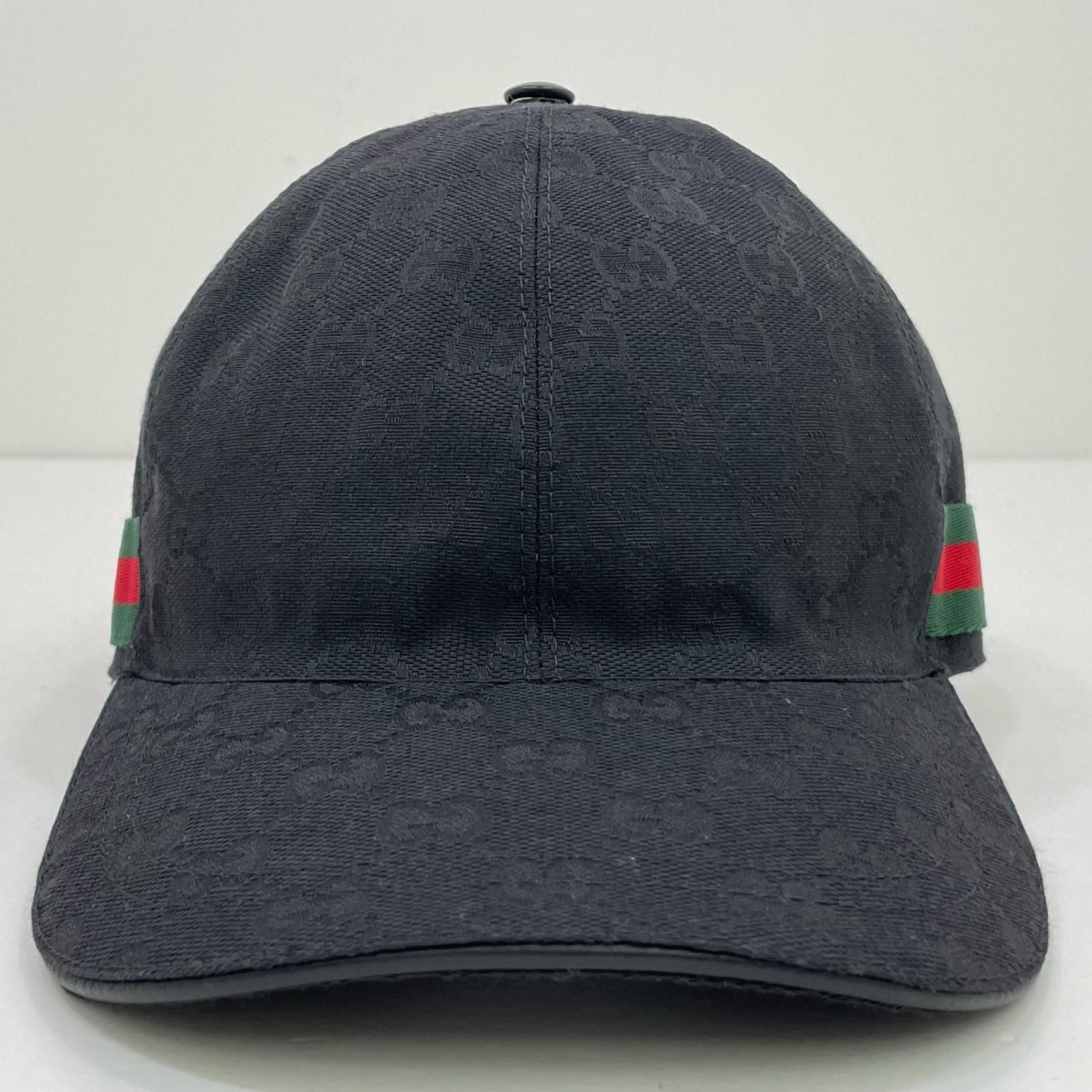 GUCCI グッチ GGキャンバス シェリーライン キャップ 帽子 200035 ブラック サイズ XL