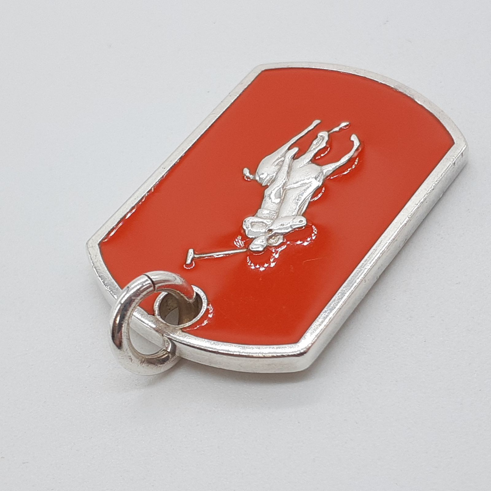 ラルフローレン シルバー925 銀製 ドッグタグ ネックレス レッド