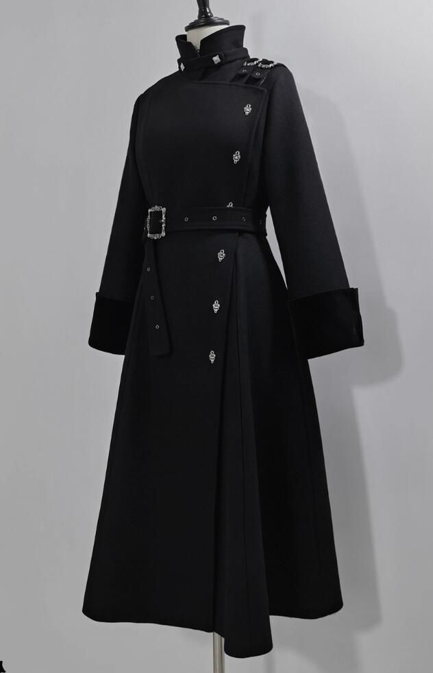 復古ロリータ王子系 ゴシック 毛皮ロングコート クラシカルロングコート 中性 ゴシック ロリータ 王子系 コスプレ対応｜ウール混素材｜XS～XXXL pcdy251030