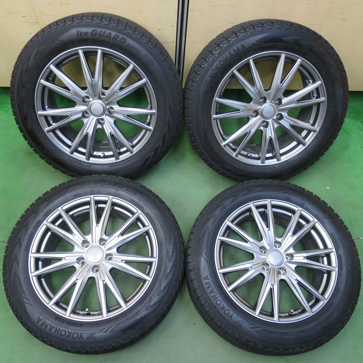 バリ溝 キレイ 9分 スタッドレス 225|60R18 ヨコハマ アイスガード G075 VELVA KEVIN ヴェルヴァ ケヴィン 18インチ PCD114.3|5H 5102304イス