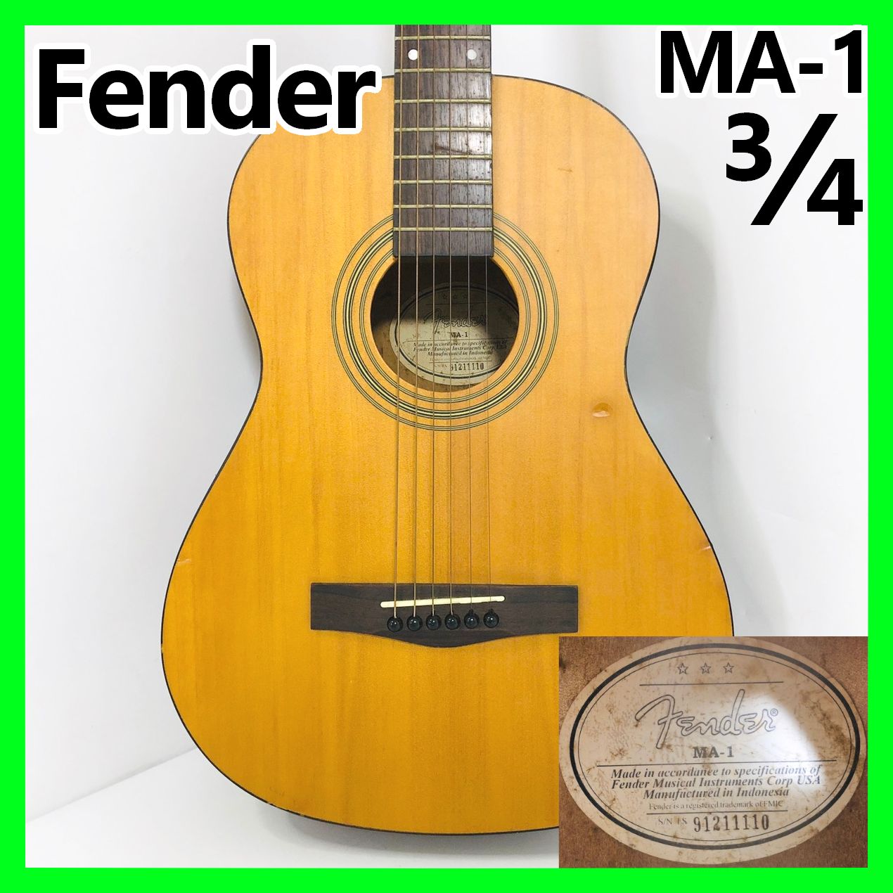 フェンダー Fender MA-1 3/4 アコースティックギター ミニギター フェンダー Fender MA-1 3/4 アコースティックギター ミニギター