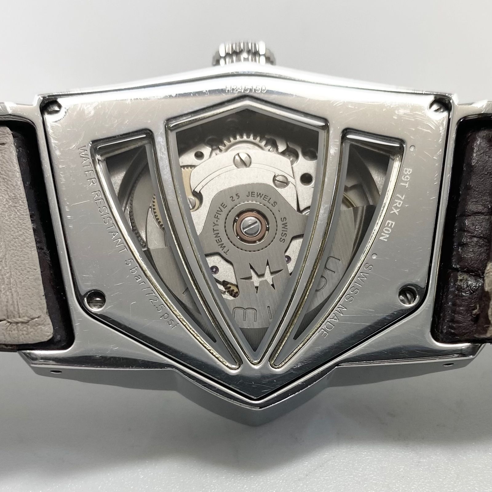  腕時計 メンズ ハミルトン ベンチュラ ベンチュラオート H 245150 自動巻 シルバー 裏スケ 革ベルト 自動巻き時計 腕時計(アナログ)