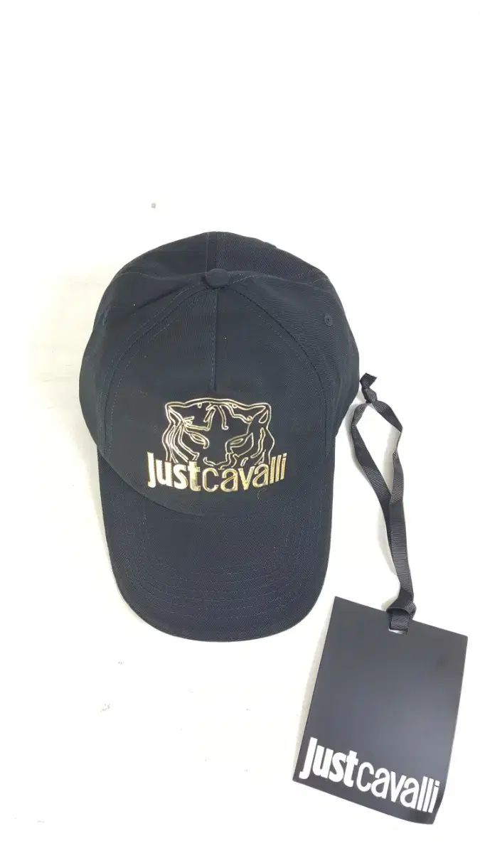 ジャストカヴァリ 黒 キャンバス タイガー ベースボールキャップ デニムシャツ 羽織り