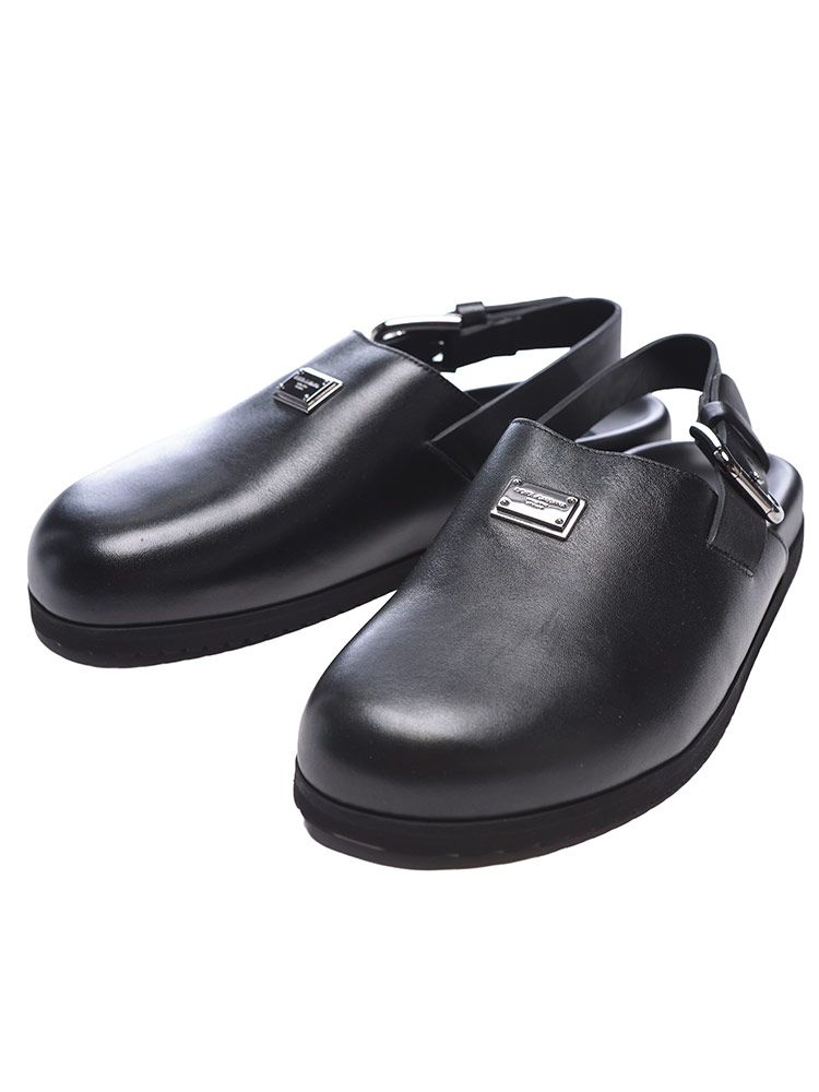 DOLCE-GABBANA ドルチェ ＆ ガッバーナ ロゴプレート カーフスキン サンダル