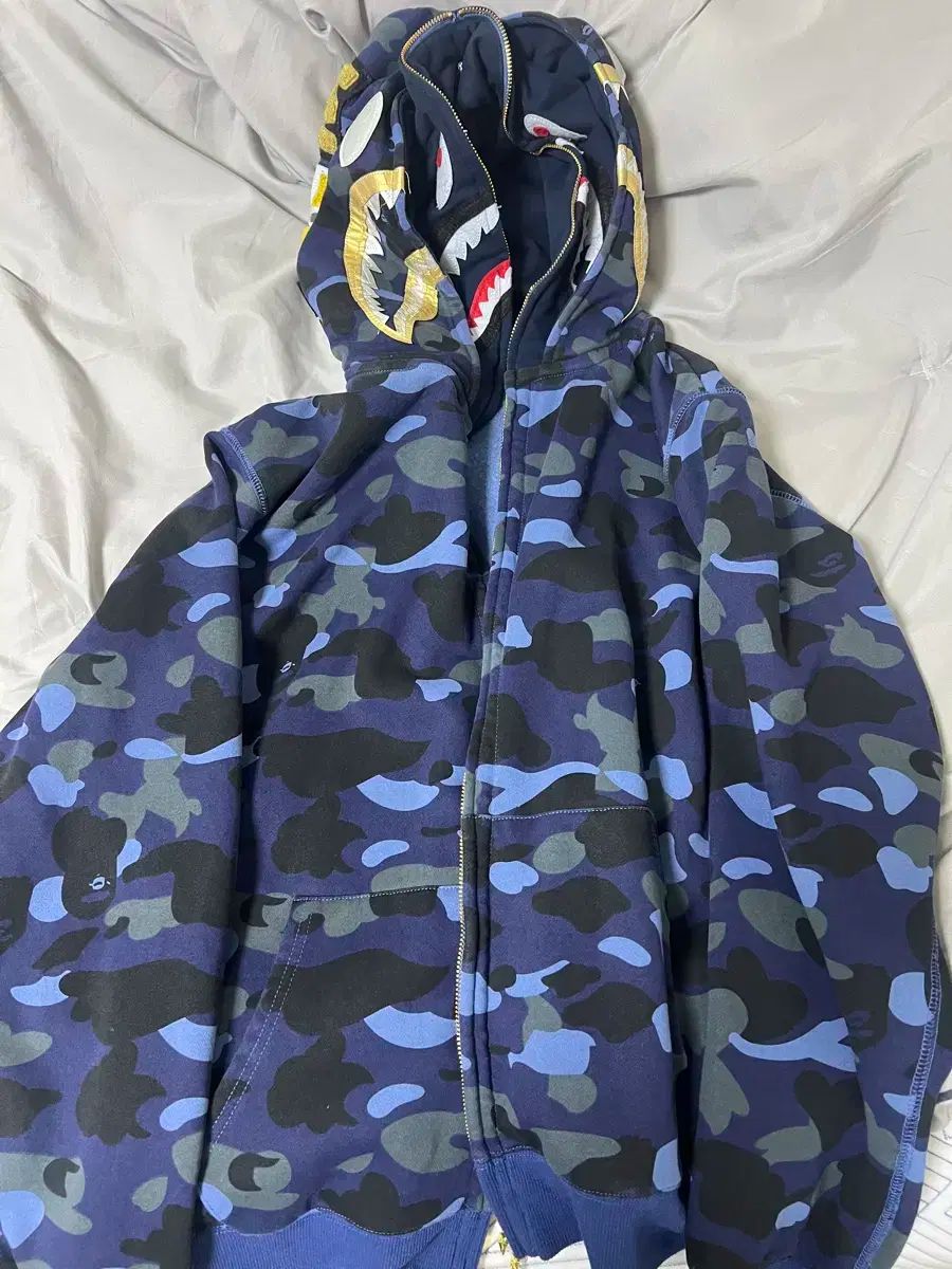 A BATHING APE アベイシングエイプ フードジップアップ ブルーカモ 2XL