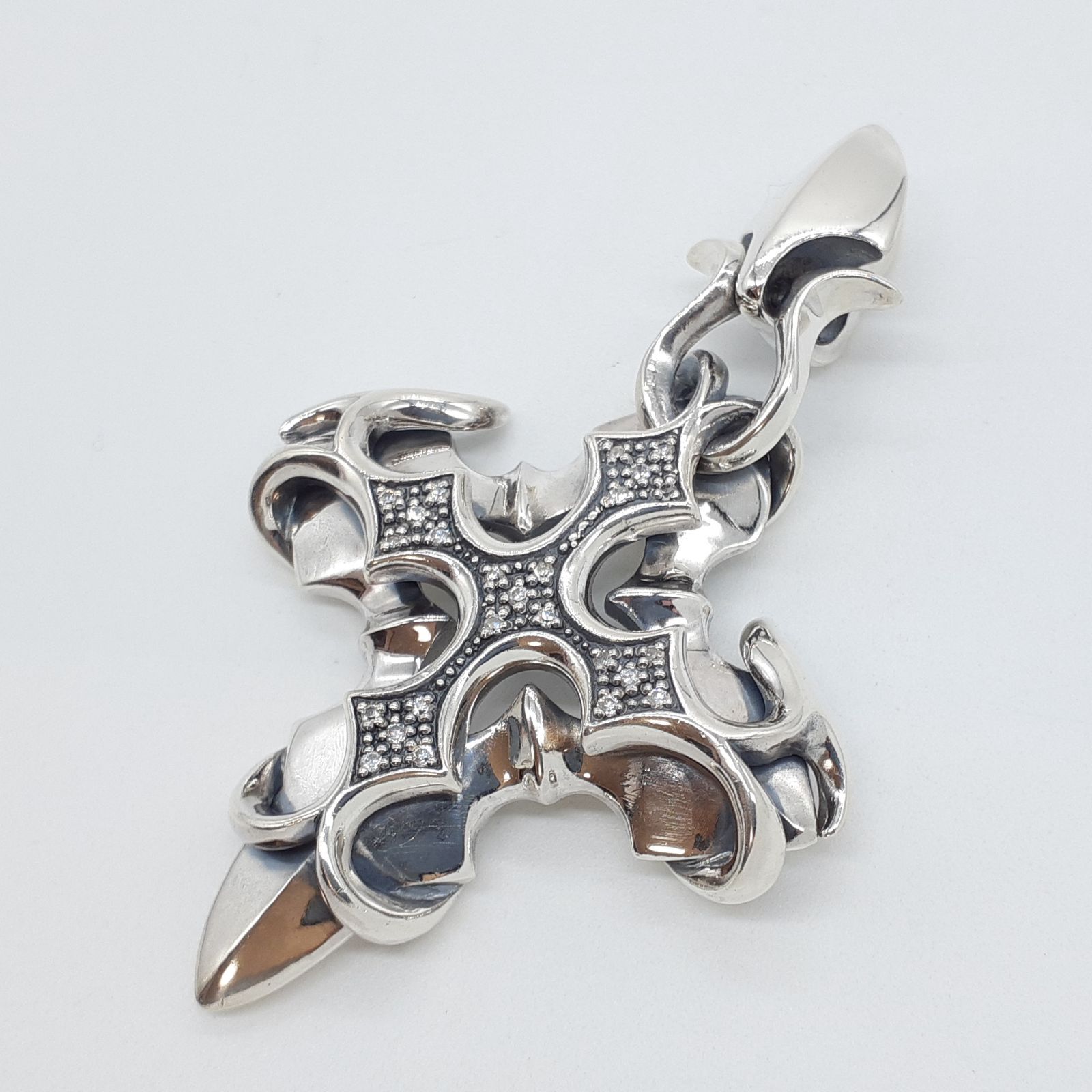 ネックレス ペンダントトップ シルバー 925 ジルコニア クロス ゴシック