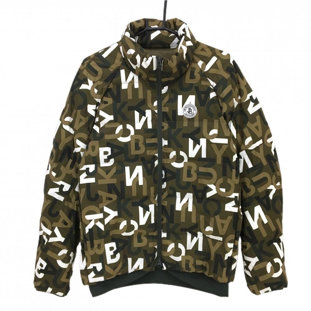超 ジャックバニー 中綿ジャケット カーキ×白 英字総柄 シリコンワッペン メンズ 5 L ゴルフウェア Jack Bunny