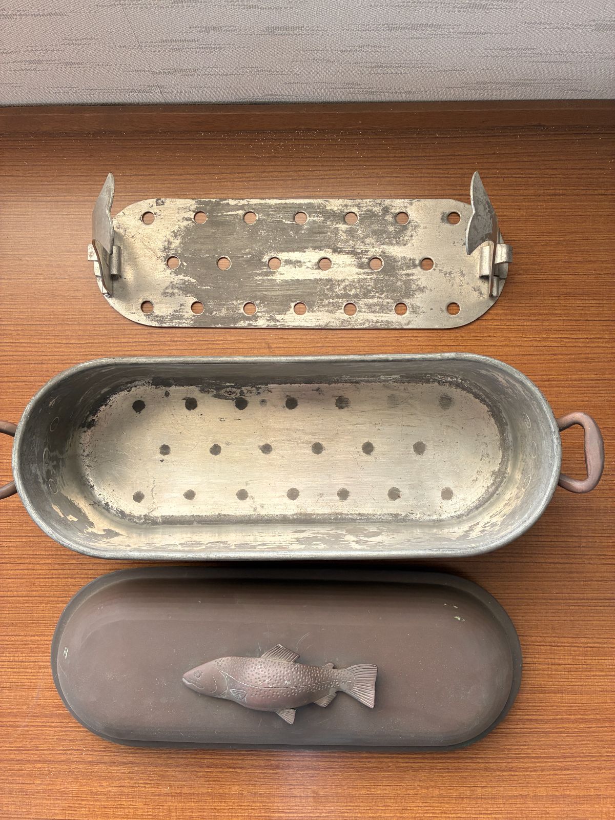 銅製フィッシュポッッチャー 魚柄