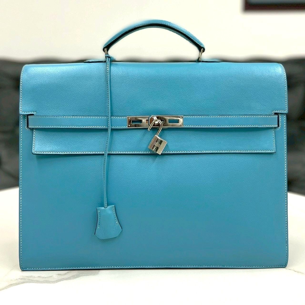 エルメス ケリーデペッシュ38 エプソン ブルージーン ビジネスバッグ □K刻印