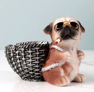 小物入れドッグ 犬 収納ボックス 卓上収納 置物 パグ かご PUG パグ