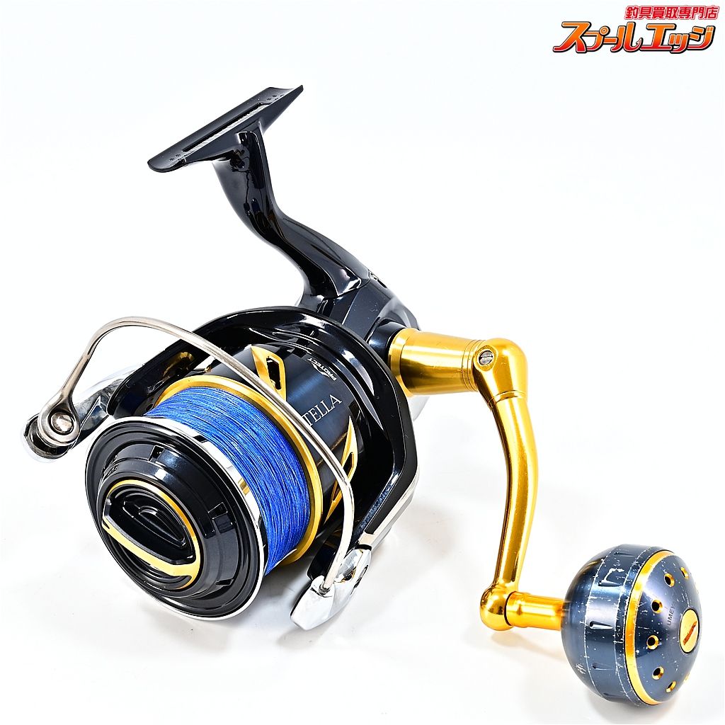 シマノ 19ステラ SW14000XG 08ステラSW75mm純正ハンドル-夢屋45mmアルミラウンドノブ装着 SHIMANO STELLA m42737