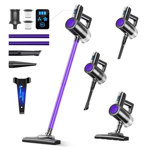 掃除機 コードレス 2025進級版-26000pa超強力吸引-LCDタッチディスプレイ コードレス掃除機 サイクロン式 45分連続稼働 壁掛け収納＆充電 ハンディークリーナー スティックークリーナー Type-C充電式 2段階の吸引力 自立 左右360