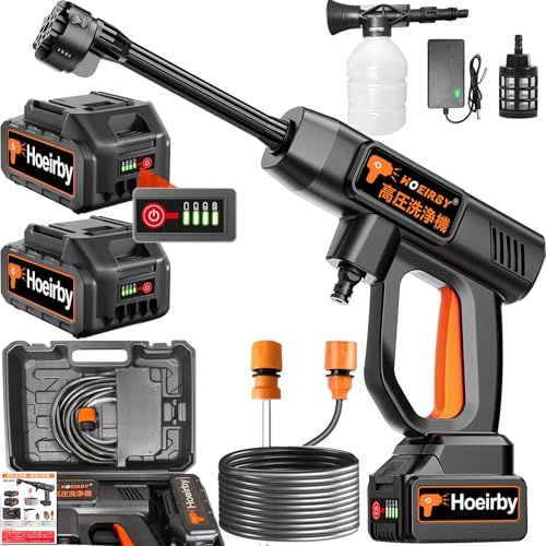 高圧洗浄機 2025新昇級版モデル 高圧洗浄機 コードレス 充電式 8MPa ブラシレスモーター 洗車店監修 残量表示 PSE認証済み バッテリー2個 20000mAh マキタ電池互換 多機能6in1ノズル 軽量 小型 自吸式 洗車機 5m耐久ホース 厚手フ
