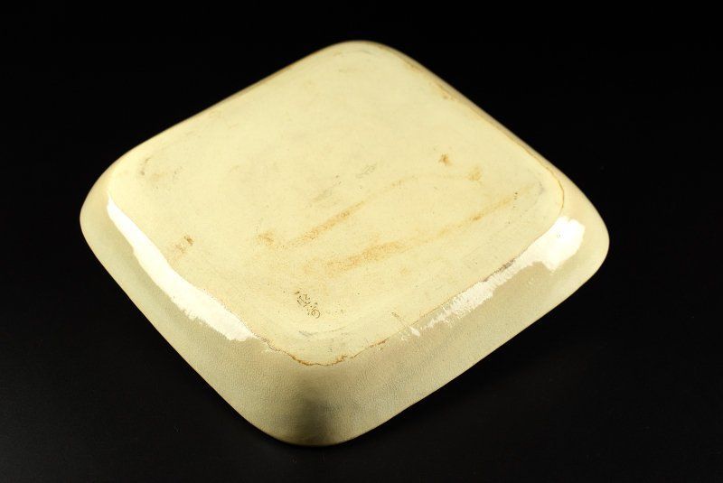 蔵A4101a 九谷昧渓窯 矢口永寿 造 乾山写 椿文四方皿 飾皿 共箱 WWW_IBETON_RU