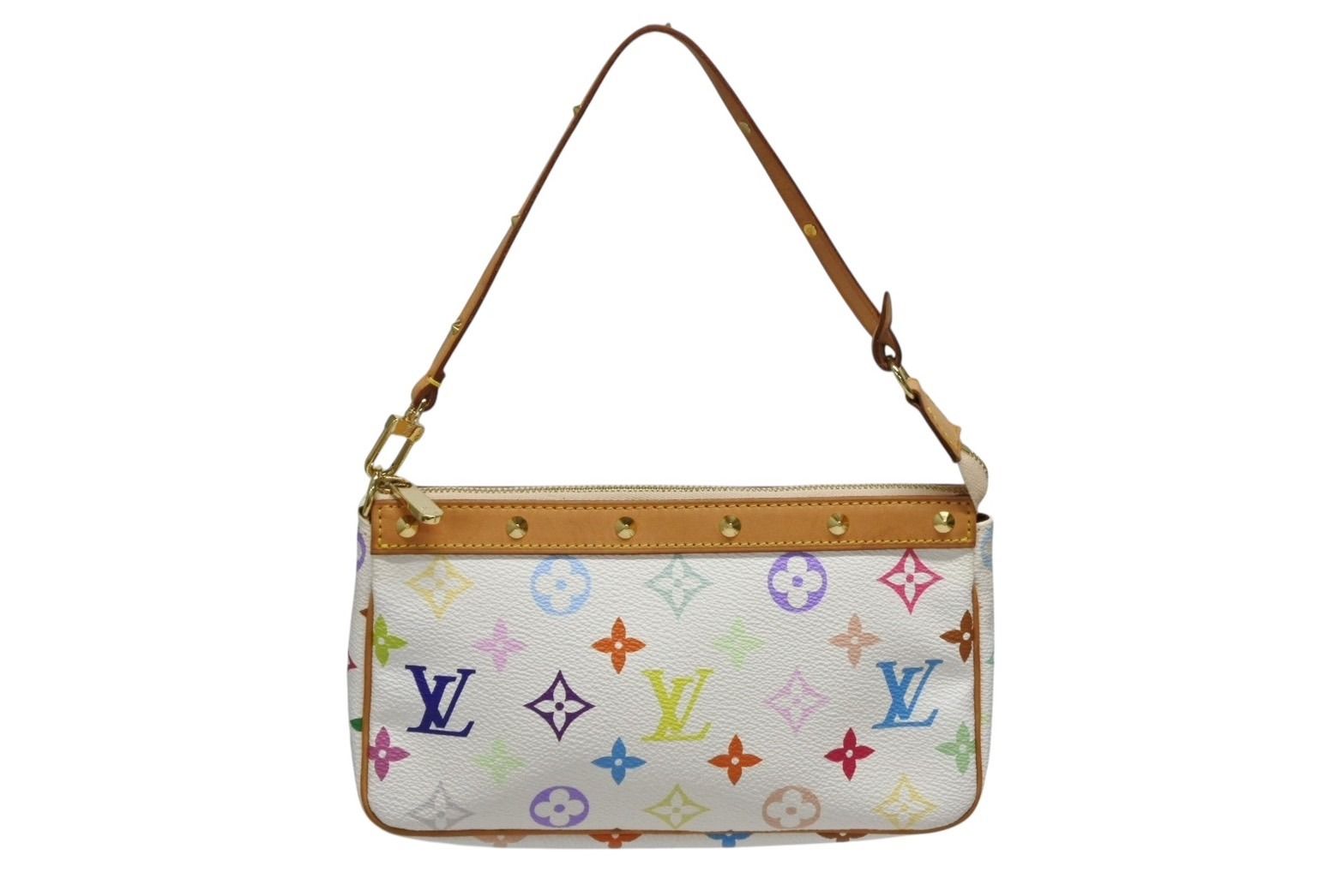 LOUIS VUITTON ルイヴィトン ポシェット アクセソワール ポーチ M92649 ホワイト マルチ 村上隆 4b008574