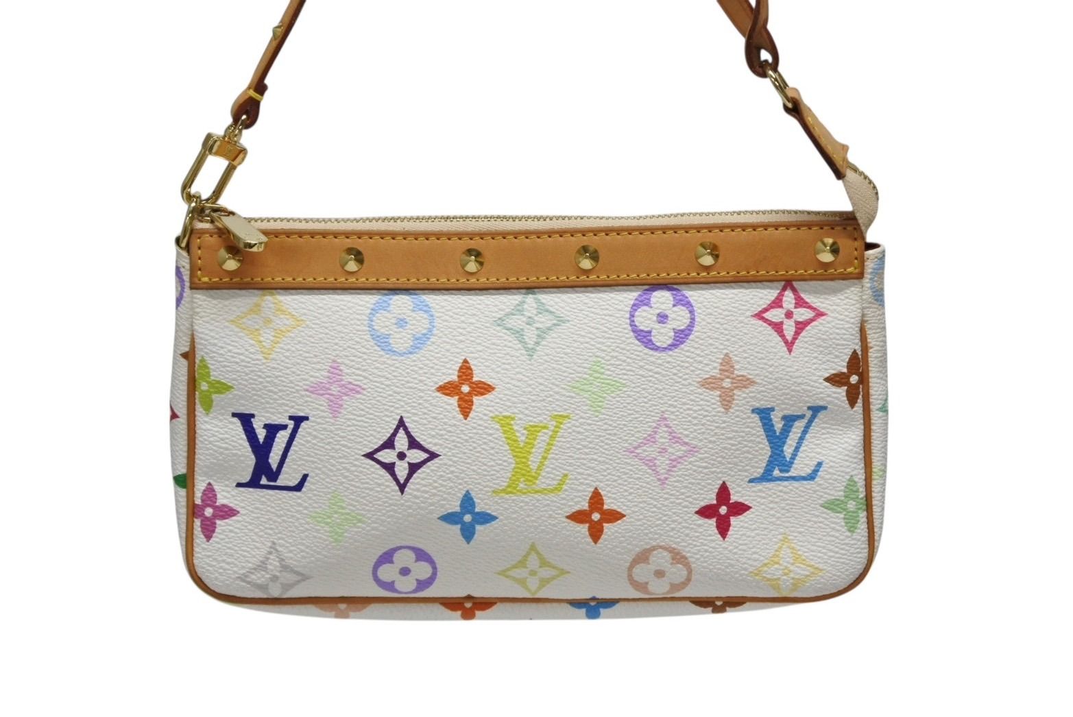 LOUIS VUITTON ルイヴィトン ポシェット アクセソワール ポーチ M92649 ホワイト マルチ 村上隆 4b008574