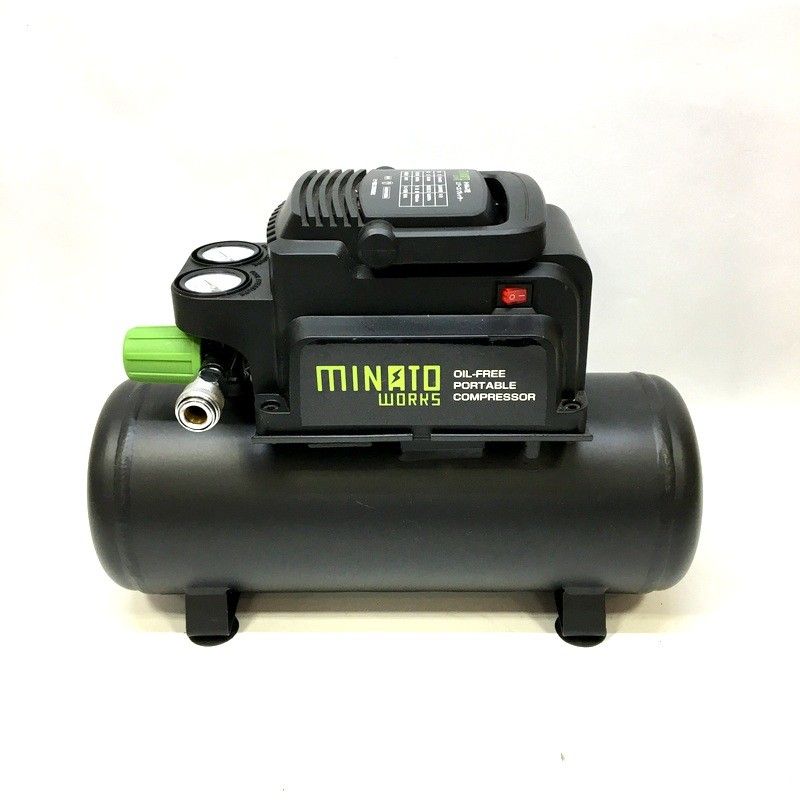 Minato Works ミナト オイルレス型エアーコンプレッサー CP-8A 100V タンク容量8L ‎オイルフリー△ DW3600