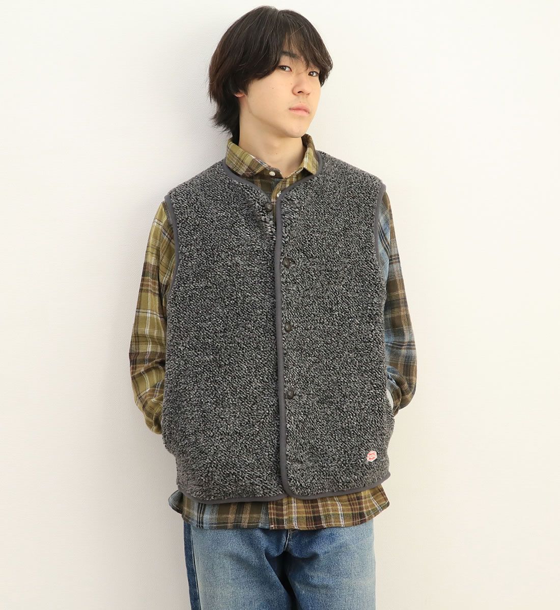 Vincent et Mireille ヴァンソンエミレイユ ミックス ノーカラー ボアベスト ( VM252BL25140 ) バンソンエミレイユ ジャケット レディース 秋冬 ノーカラー 軽い あったか ふわもこ アウター ナチュラル おしゃれ 防寒 カジュアル 大人可愛い ブランド 正規販売店 アーベン Vincent et Mireille ヴァンソンエミレイユ ミックス ノーカラー