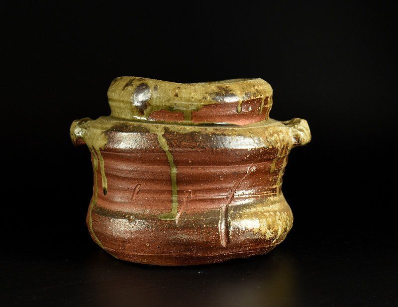 蔵A3940a 伊賀焼 小島憲二 造 水指 共箱 茶道具